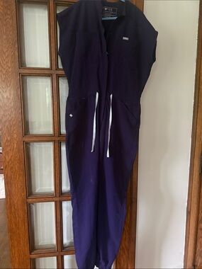 Figs Navy Blue Zip-Front Scrub Jumpsuit